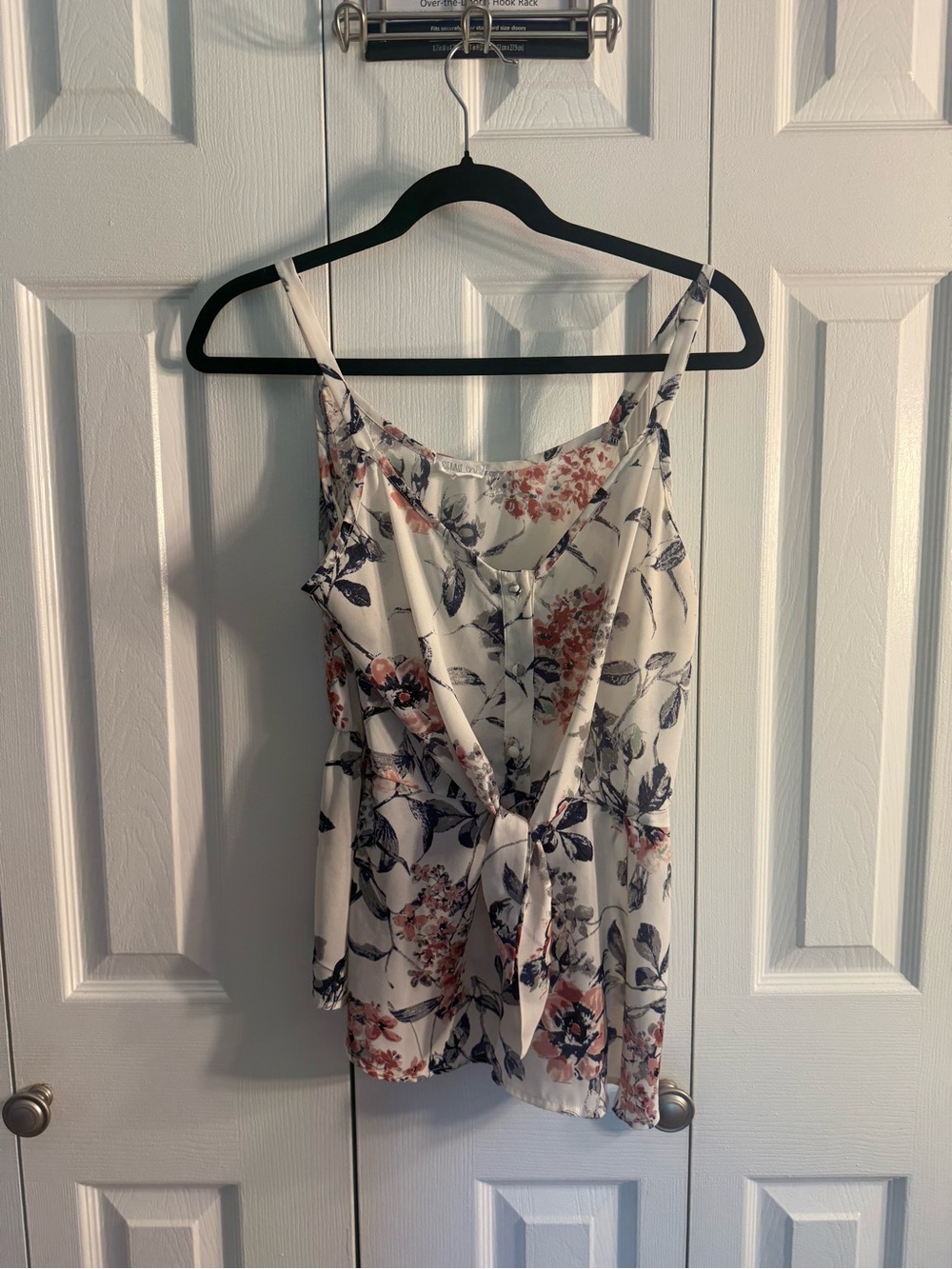 Sienna Sky Cream Floral Tie-Front Cami with Pink & Navy Print